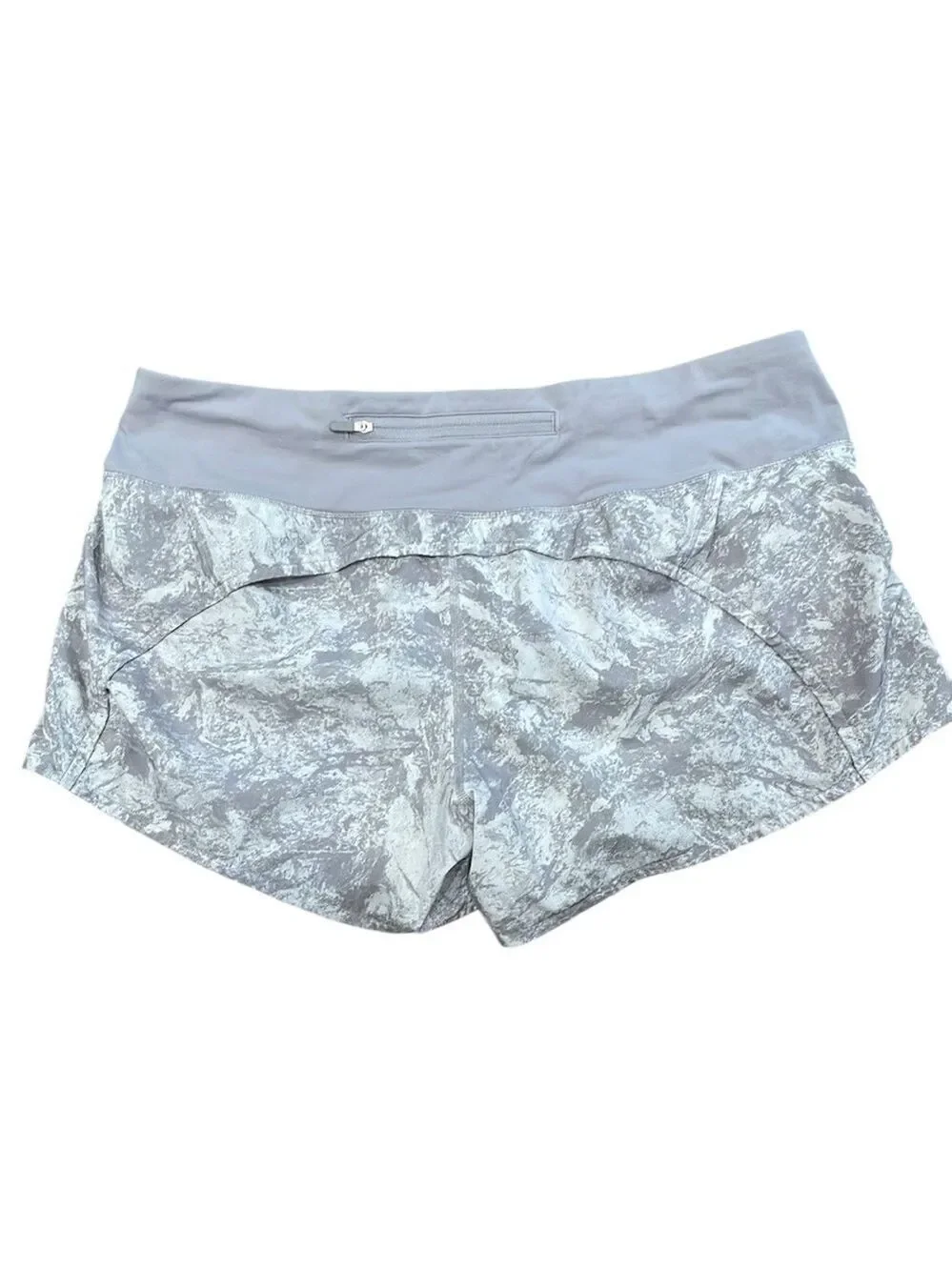 Lululemon Run Times Short II 4” Inseam Low Rise Washed Marble White Grey SZ 12
